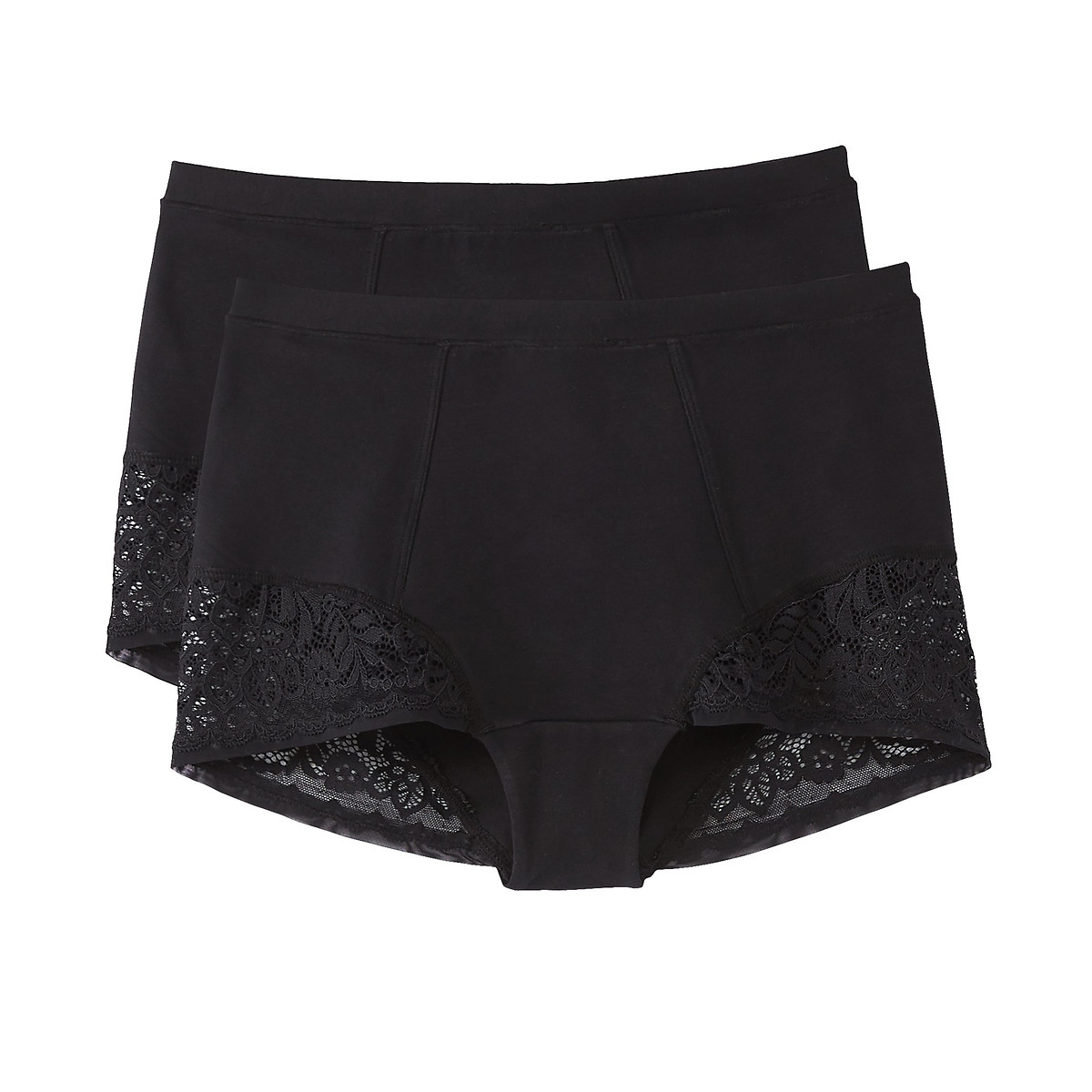 ANNE WEYBURN<br>Conjunto de 2 calcinhas de cintura alta em algodão e renda