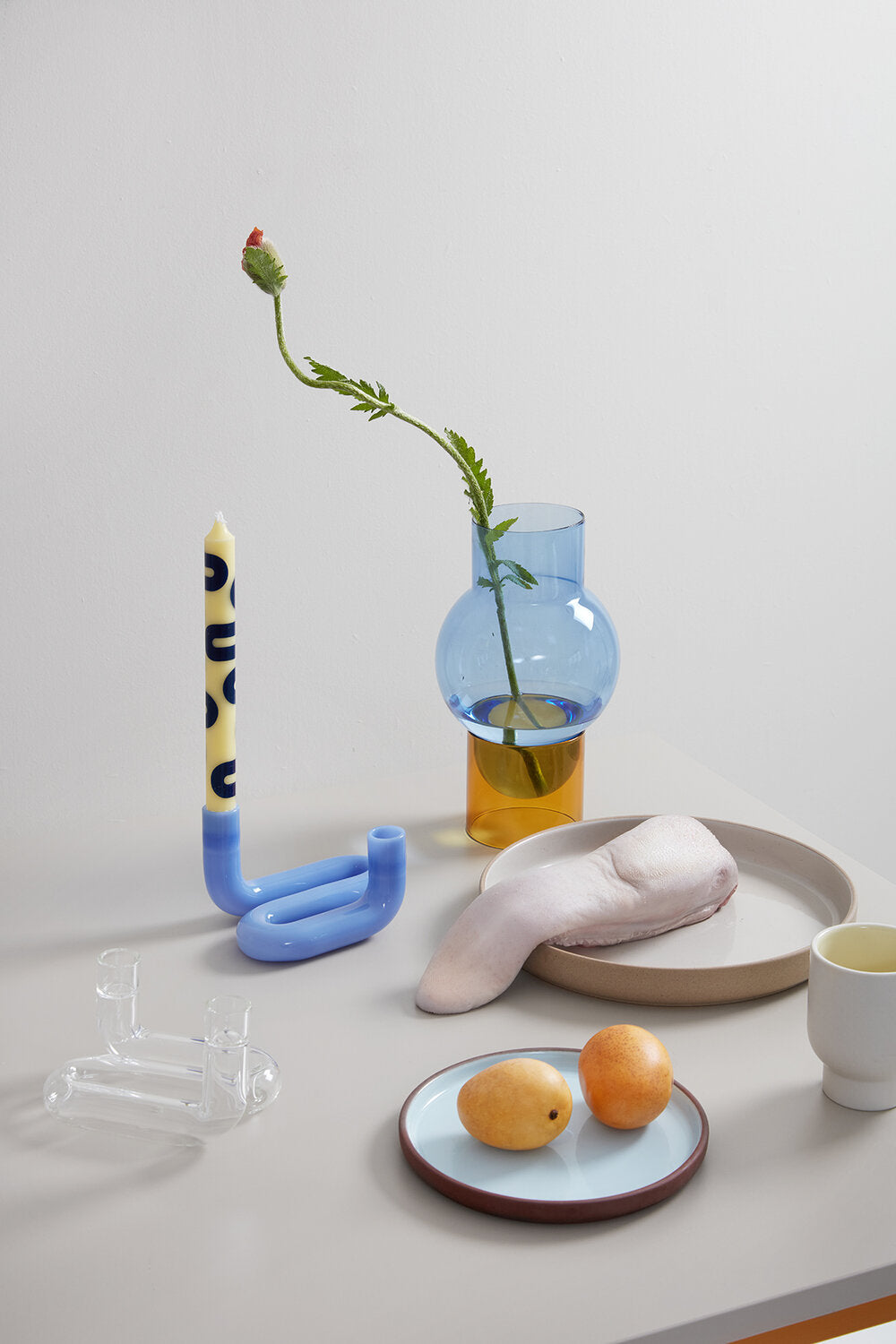 Studio About  Stearinlys, 4-pak - Yellow/Blue