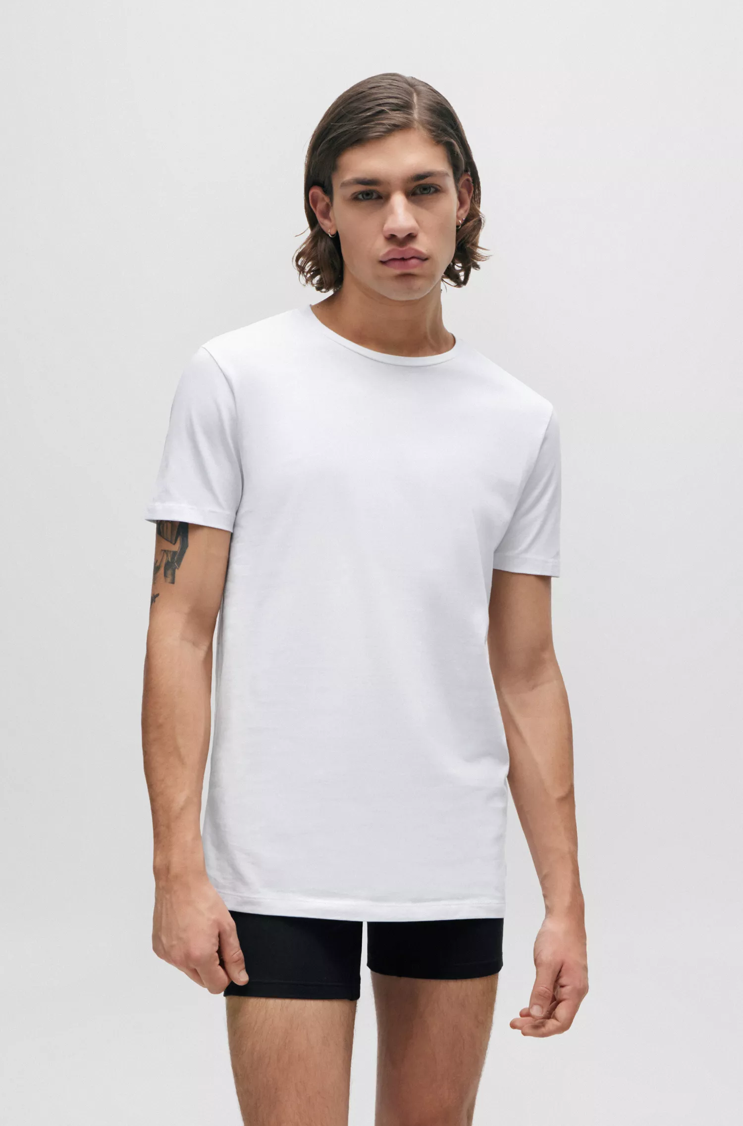 HUGO Vermelho - Pacote com duas camisetas slim fit em algodão elástico.