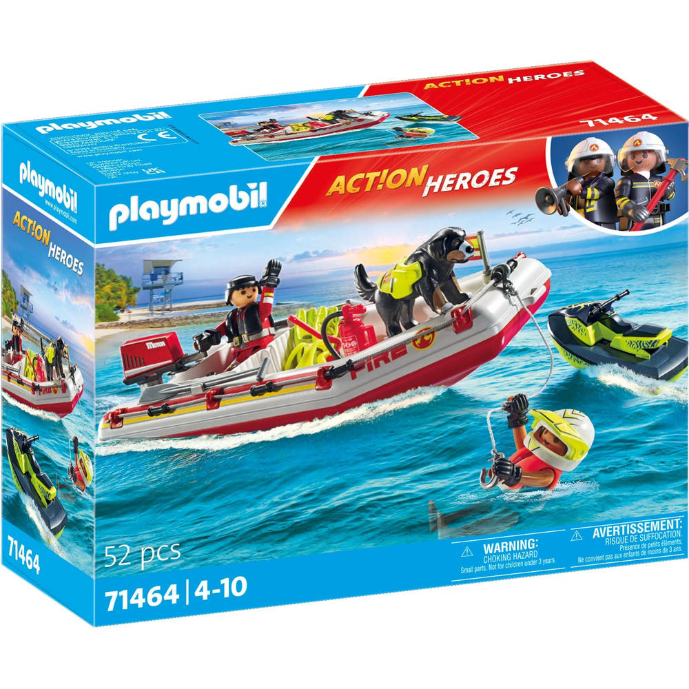 PLAYMOBIL Action Heroes brandweerboot met waterscooter 71464