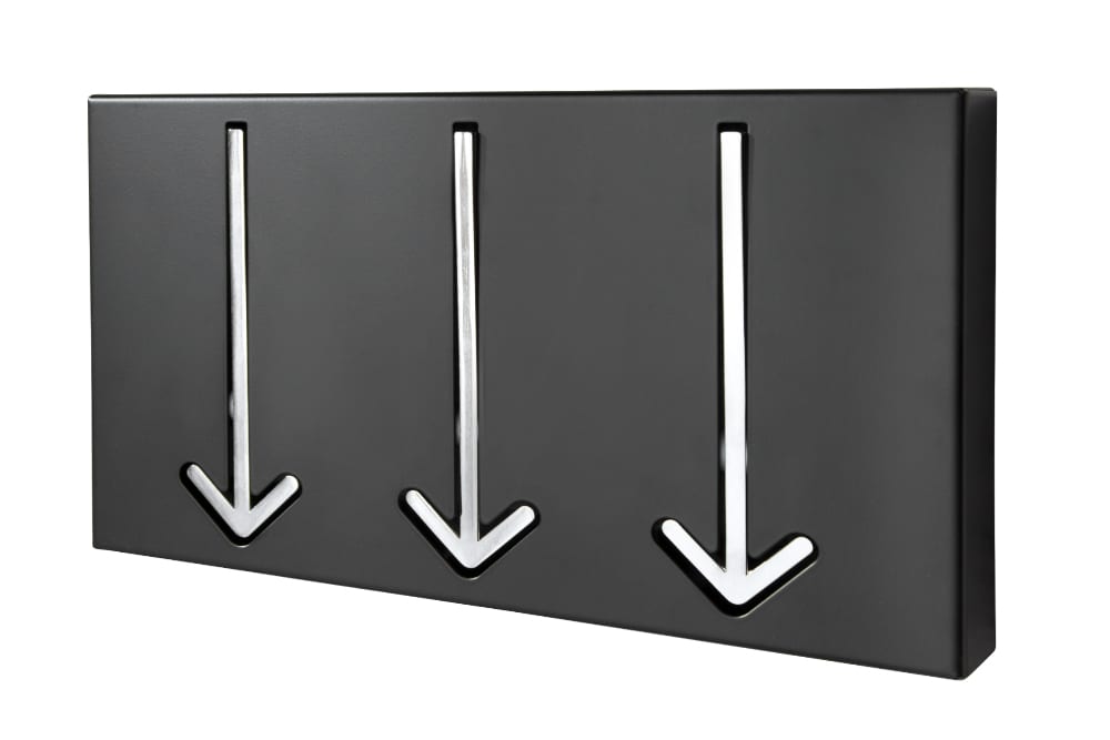 Moderne Design Wandgarderobe ARROW 30cm schwarz mit 3 Haken