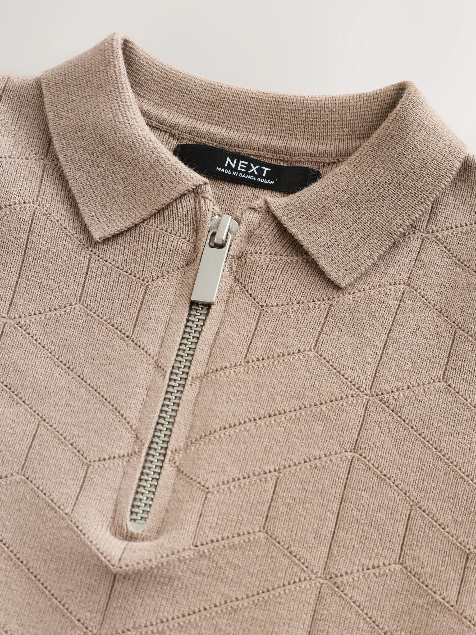 Taupe bruin - Gebreid poloshirt met rits bij de hals (3-16jr)