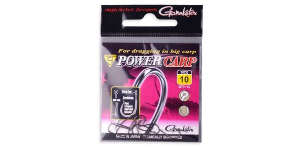 Hameçons Sans Ardillon Gamakatsu Powercarp Eyed NS Noirs (10pcs)