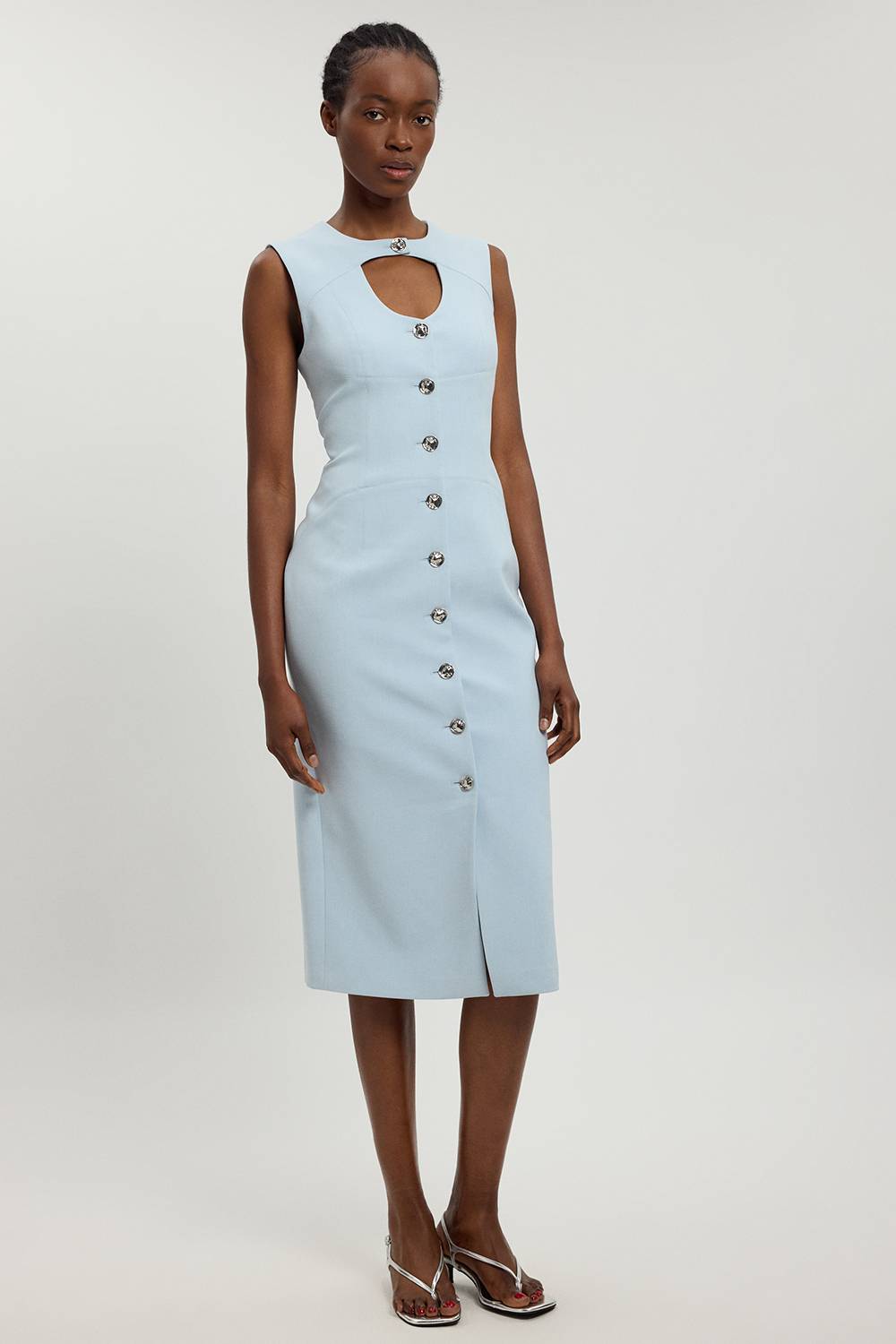 KarenMillen Robe Midi Ajustée Boutonnée En Stretch Compact