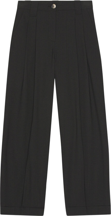 Ganni Drapey Melange Loose Pleat Bukser Black