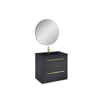 Atlantic Badmeubelset Stella met Spiegel en Zwarte Wastafel 60 cm Mat Zwart