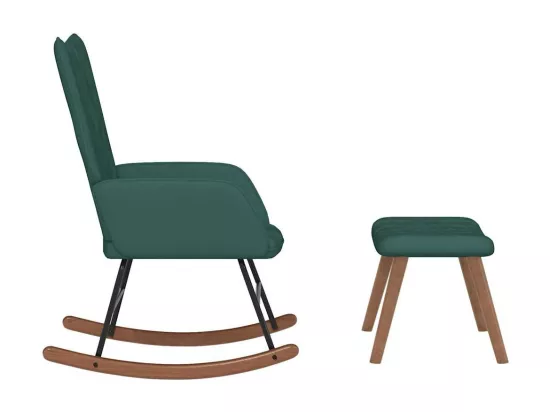 Chaise à bascule avec repose-pied Vert foncé Velours