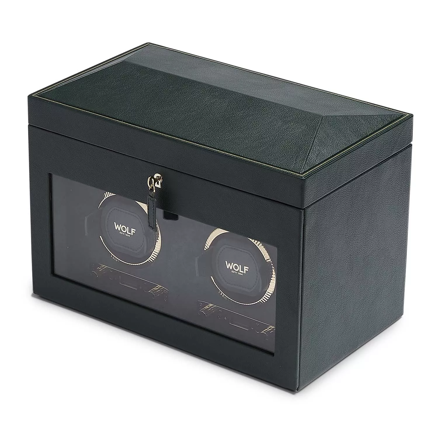 Wolf British Racing Green Watch Winder 2 ure Grøn Imiteret Læder 792241