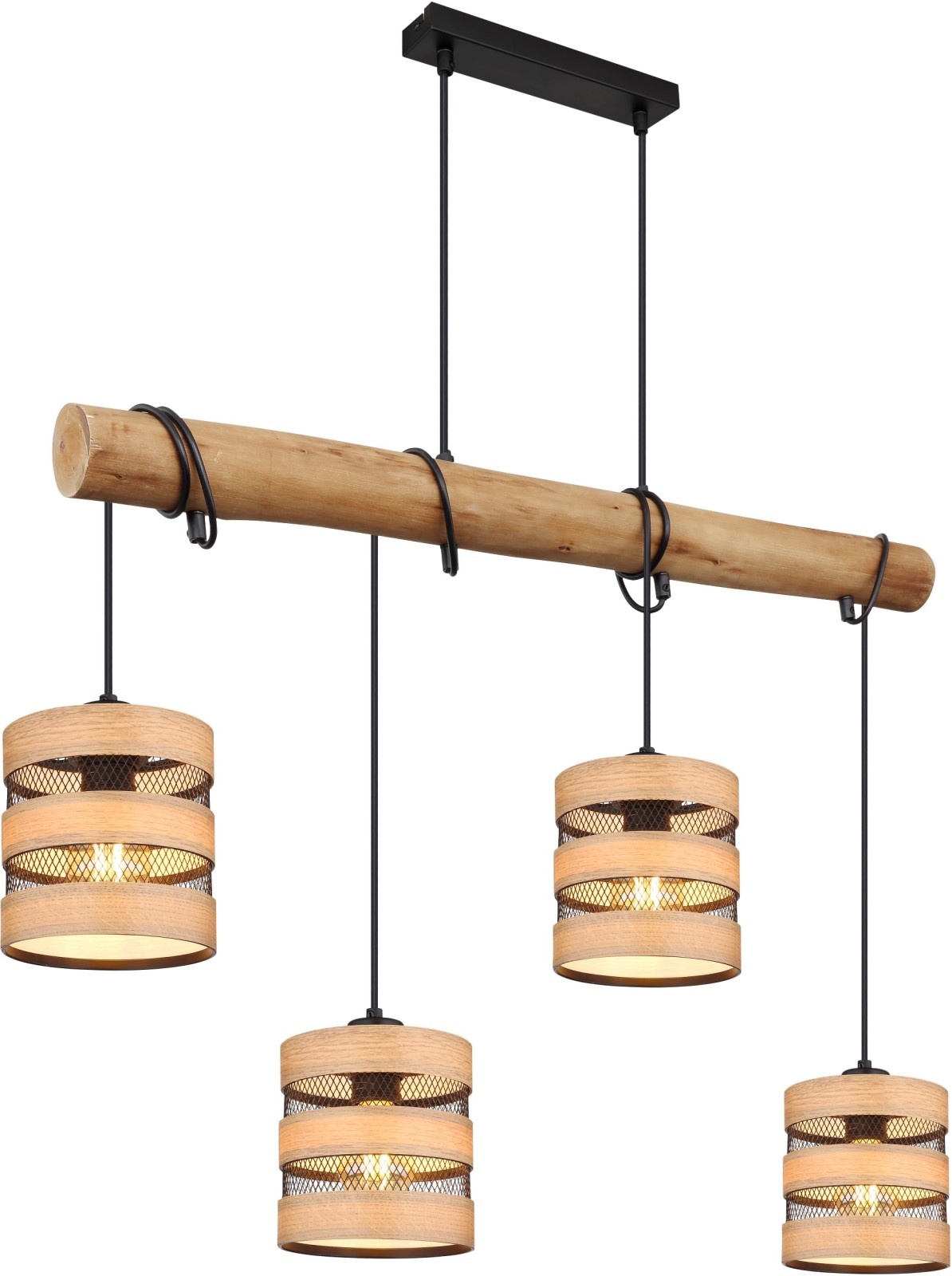 Pendelleuchte - holzfarben-schwarz - Holz - 120 cm