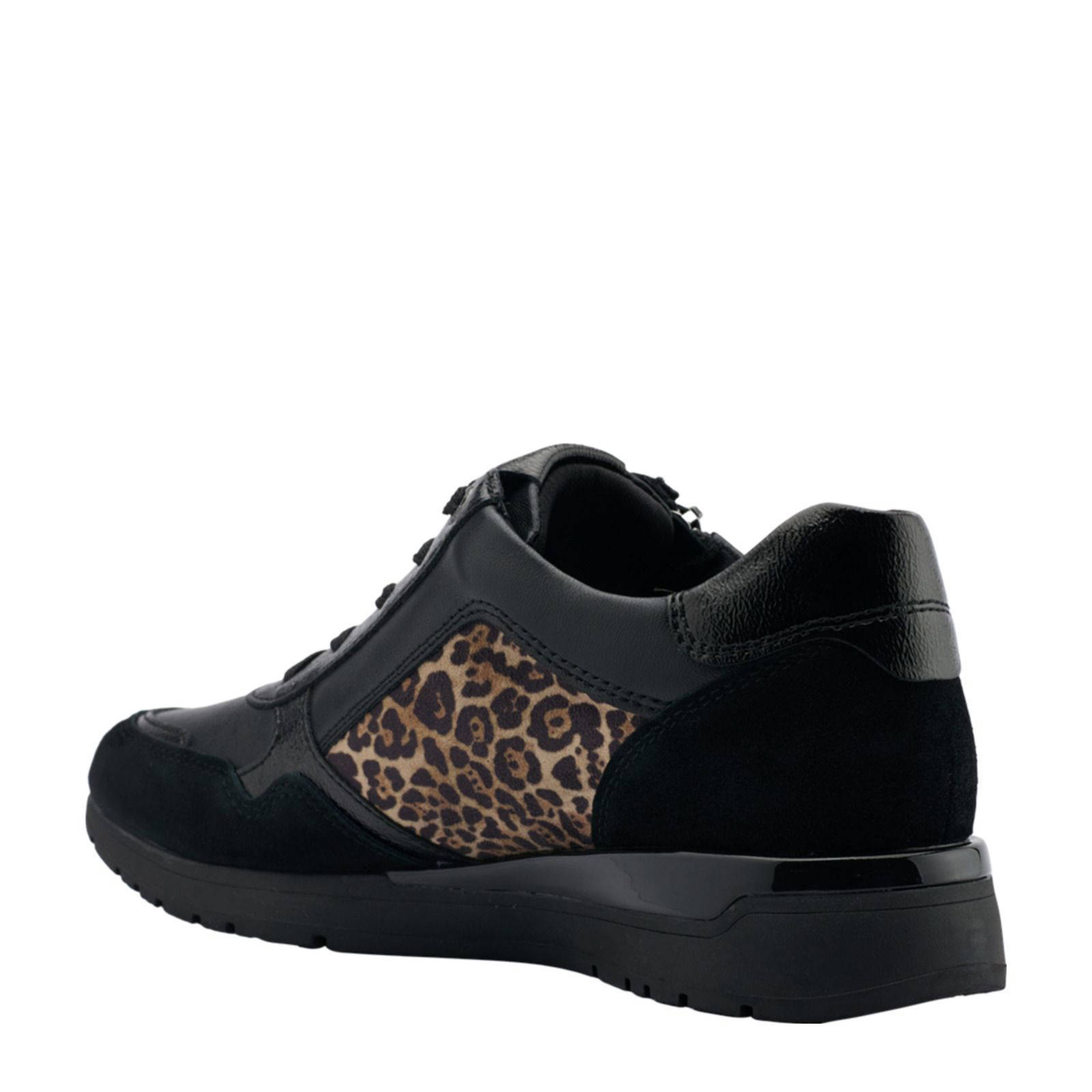 Medicus comfort leren sneakers met panterprint zwart