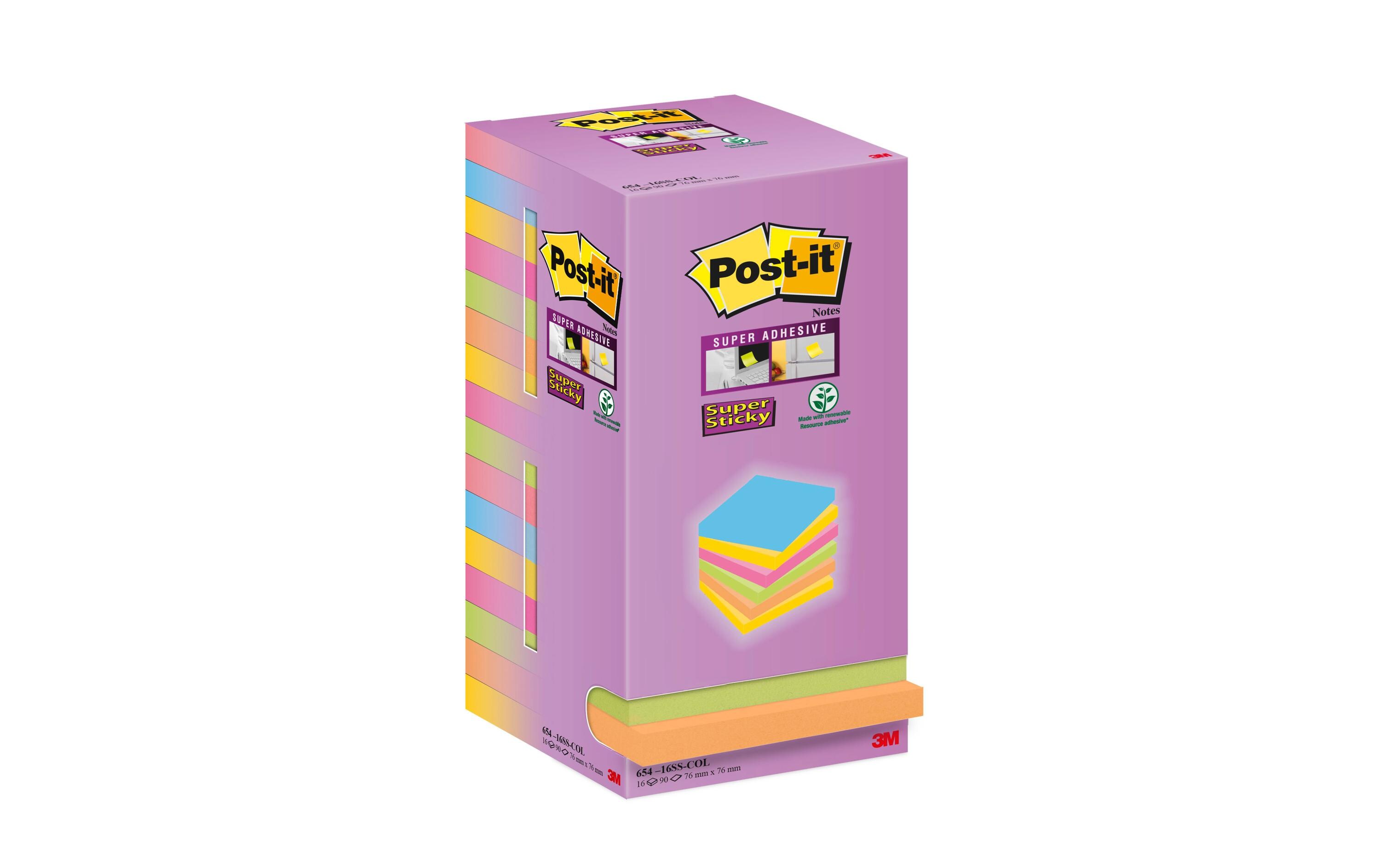 Notizzettel Super Sticky 7.6 x 7.6 cm, MehrfarbigHaftnotizen zum Organisieren und priorisieren