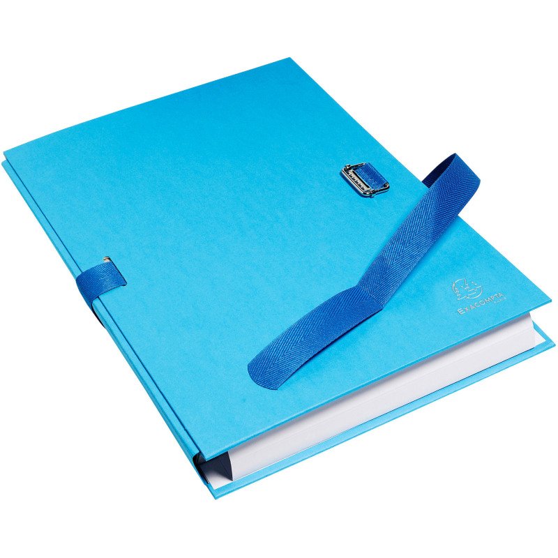 Chemise extensible à rabat Exacompta à boucle dos 13 cm bleu clair