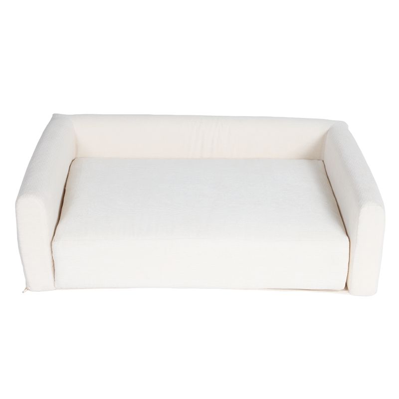 Panier pour chien leonard en tissu velours côtelé beige taille l