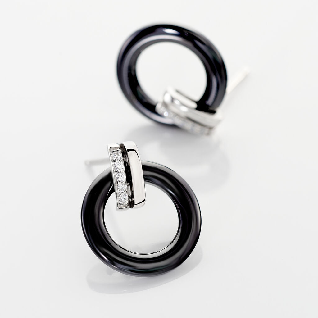 Boucles D'oreilles Pendantes Bertillianne Argent  Céramique Et Oxyde