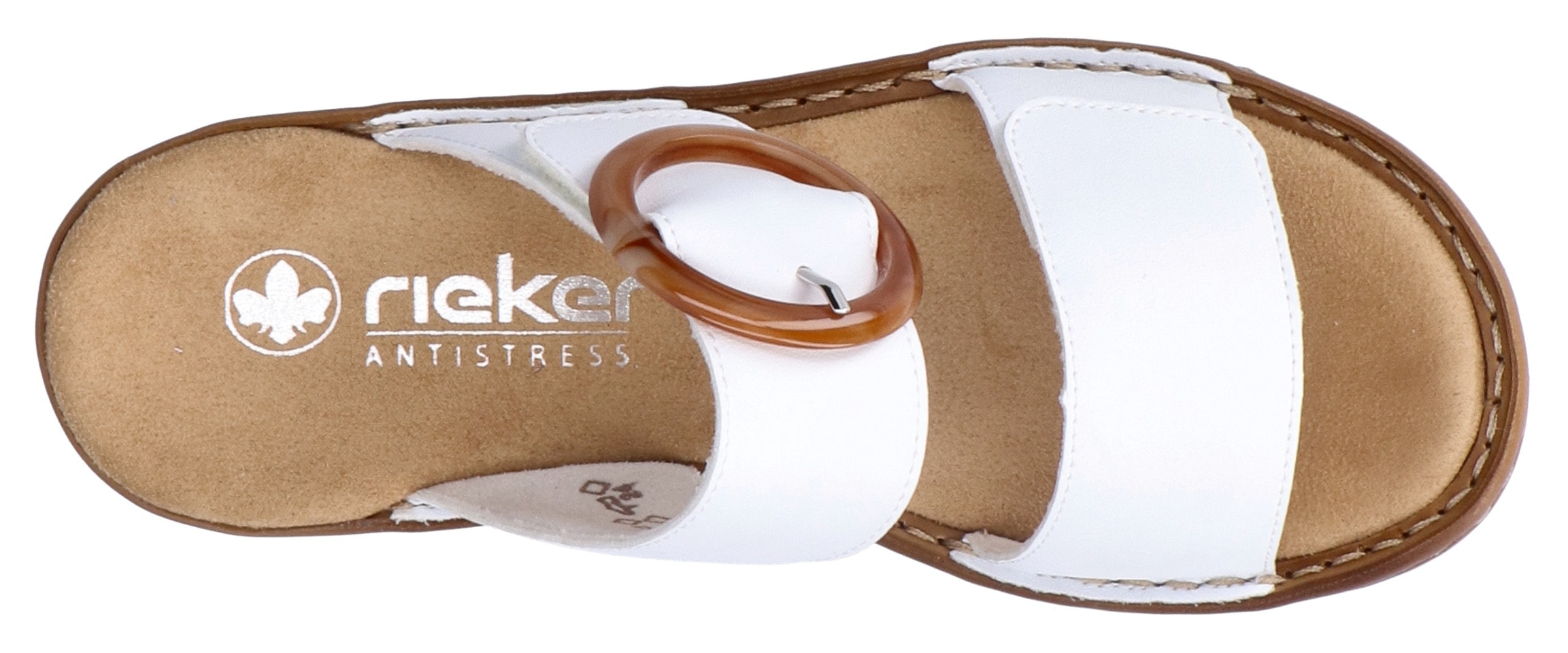 Rieker Pantolette  , Keilabsatz, Sommerschuh, Schlappen mit grosser Zierschnalle