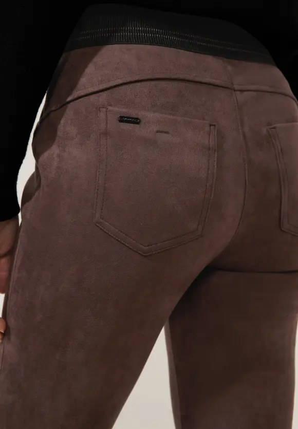 Skinny Hose in Velour Optik - chestnut