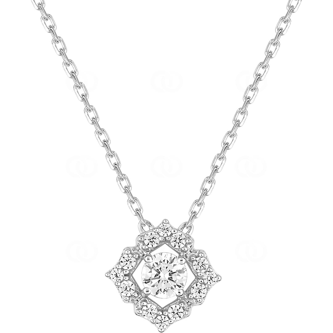 Collier mit Anhänger 925 Silber rhodiniert mit Zirkonia pavé 43cm