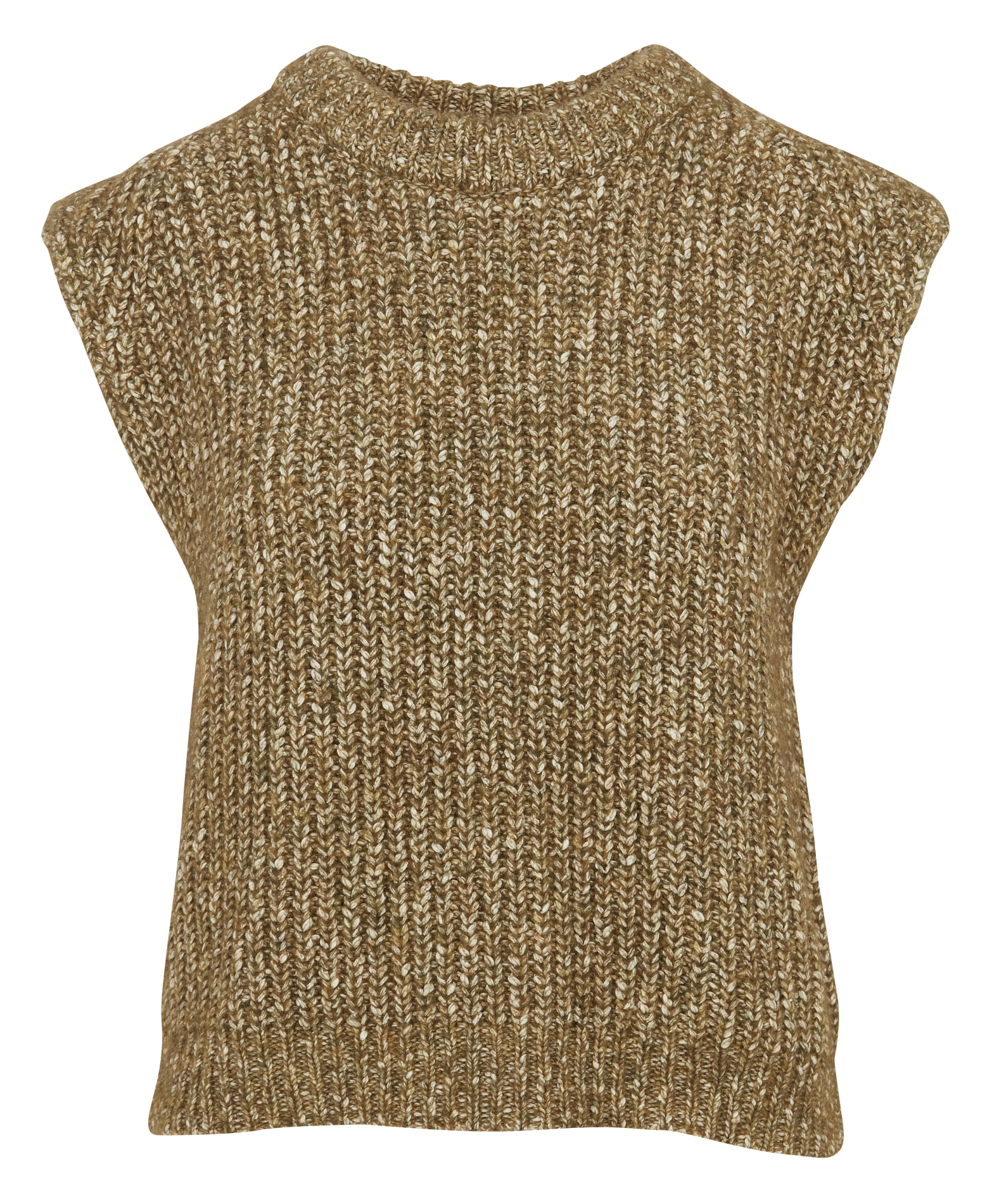 KENDRA - Pull col rond en coton et en laine mélangés | Kaki
