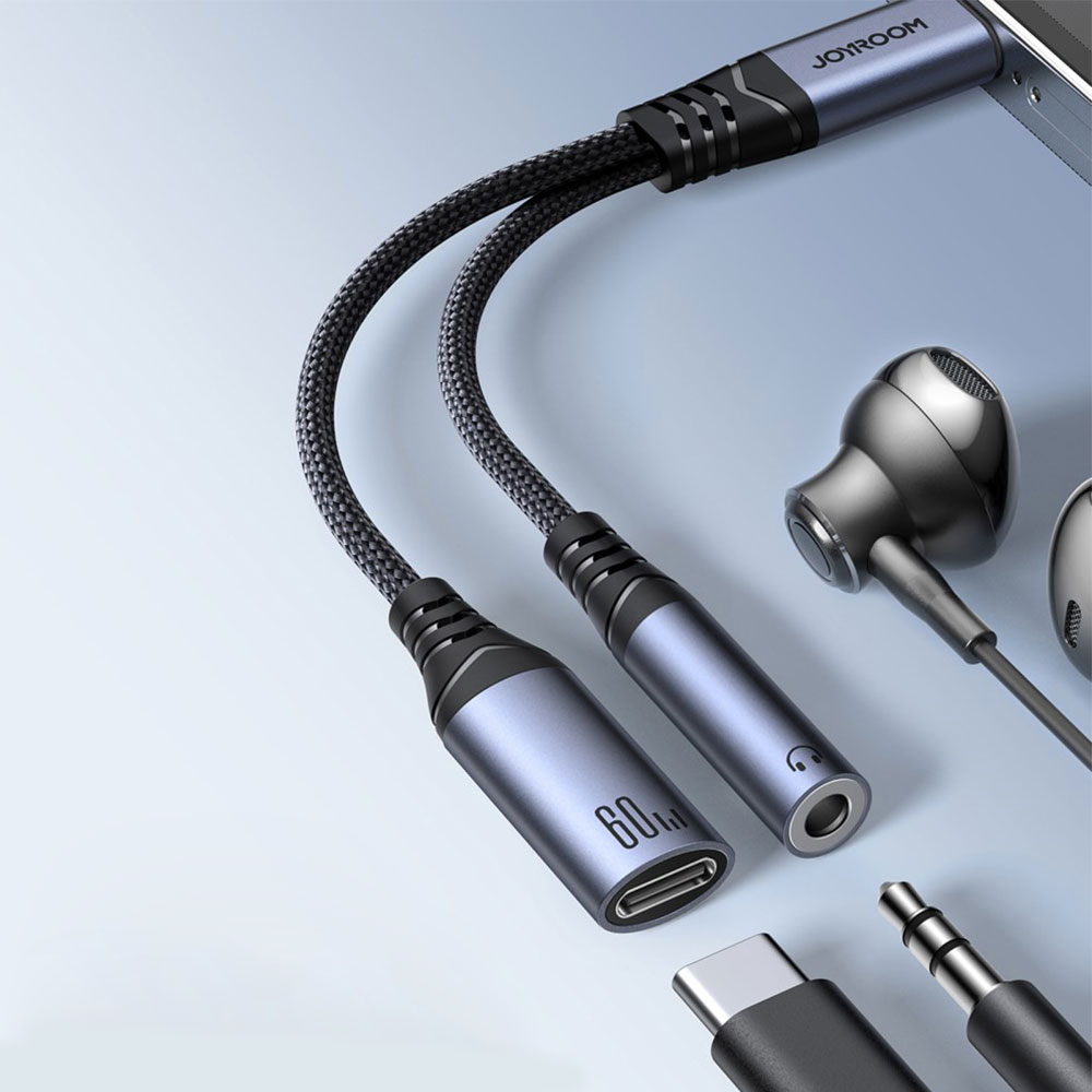 (14 cm) USB C auf 3.5 mm Audio Klinke und USB C (PD) Anschluss Adapter - Schwarz