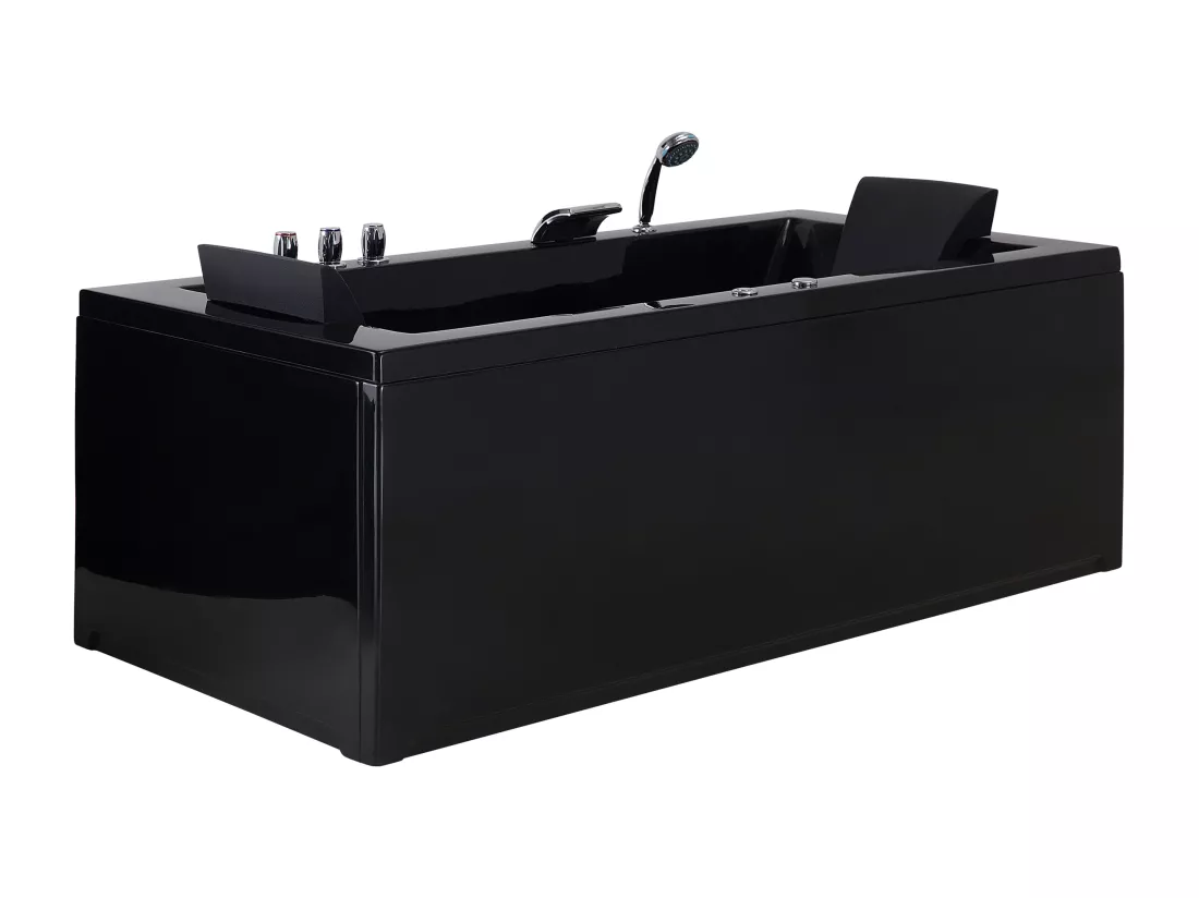 Baignoire balnéo angle droite noire 183 x 90 cm VARADERO