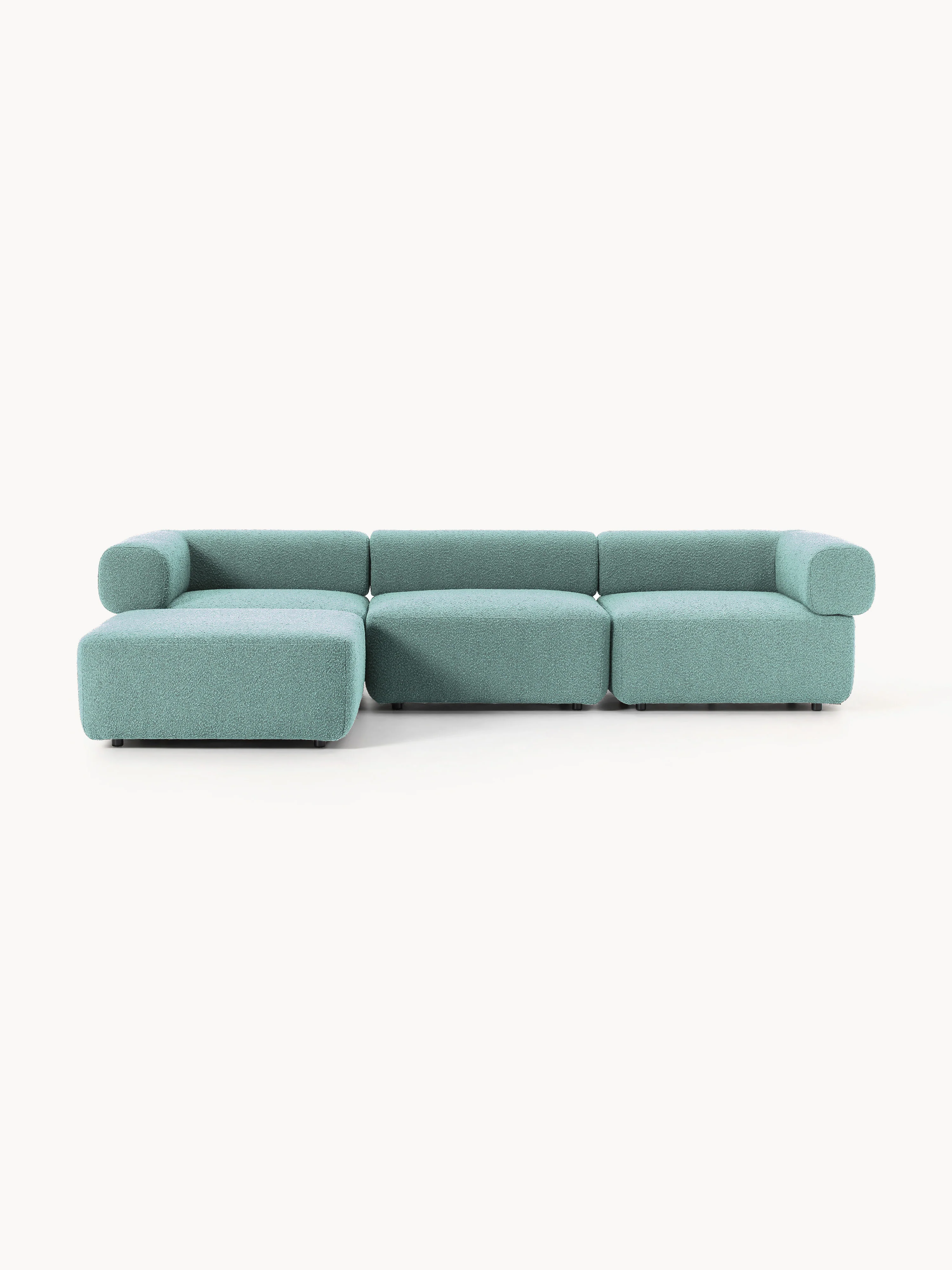 Modulaire bouclé bank Anton (4-zits) met poef (links/rechts