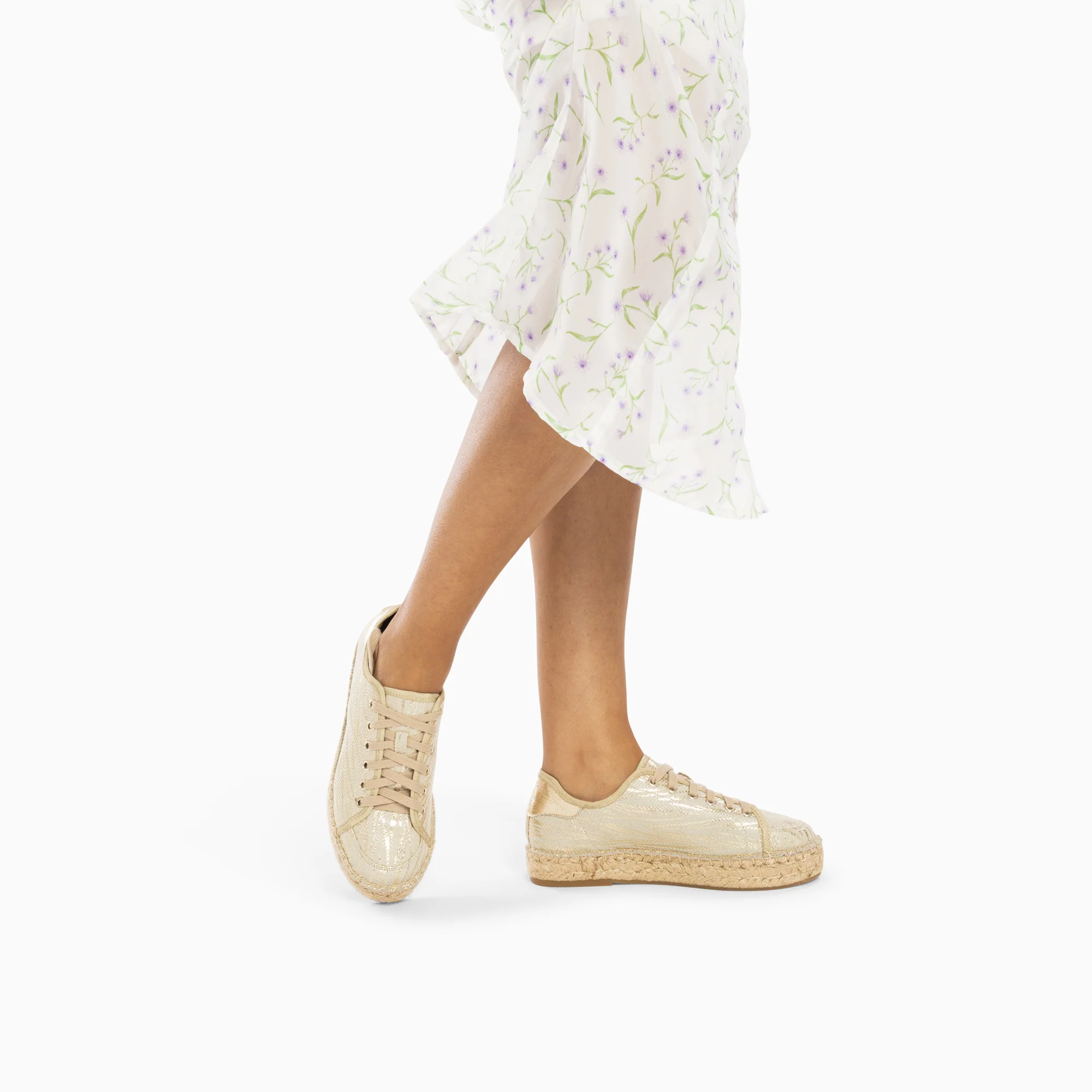 Sneakers-Baskets espadrilles Kourtney or imprimé zèbre à lacets