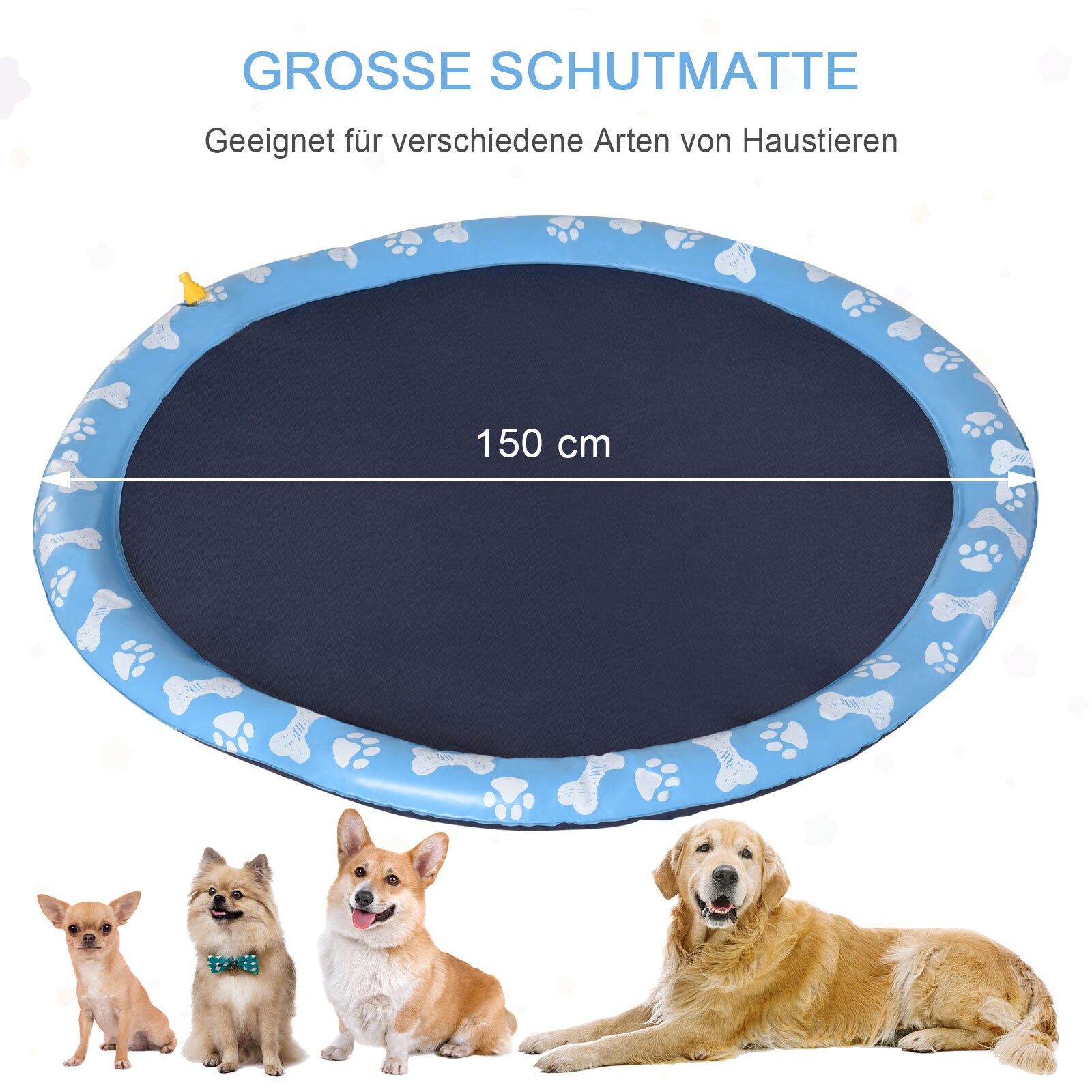 PawHut Hunde-Planschbecken faltbar für leichten Transport blau Ø150 cm