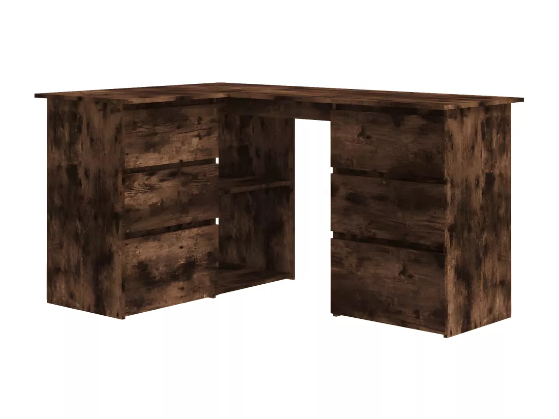 Bureau d'angle Chêne fumé 145x100x76 cm Bois d'ingénierie