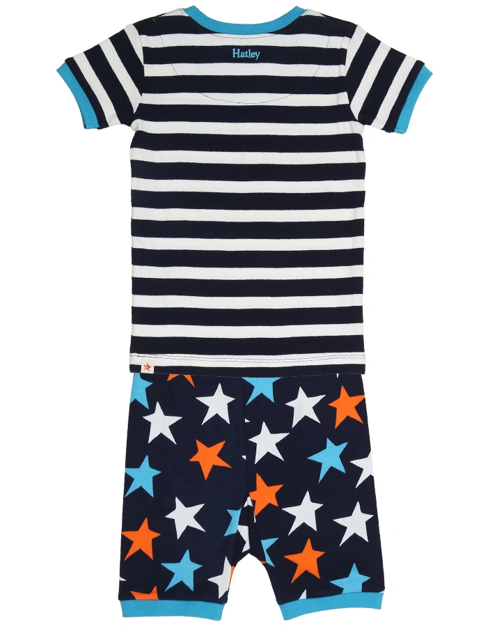 Schlafanzug STARS AND STRIPES – GLOW IN THE DARK kurz in dunkelblau