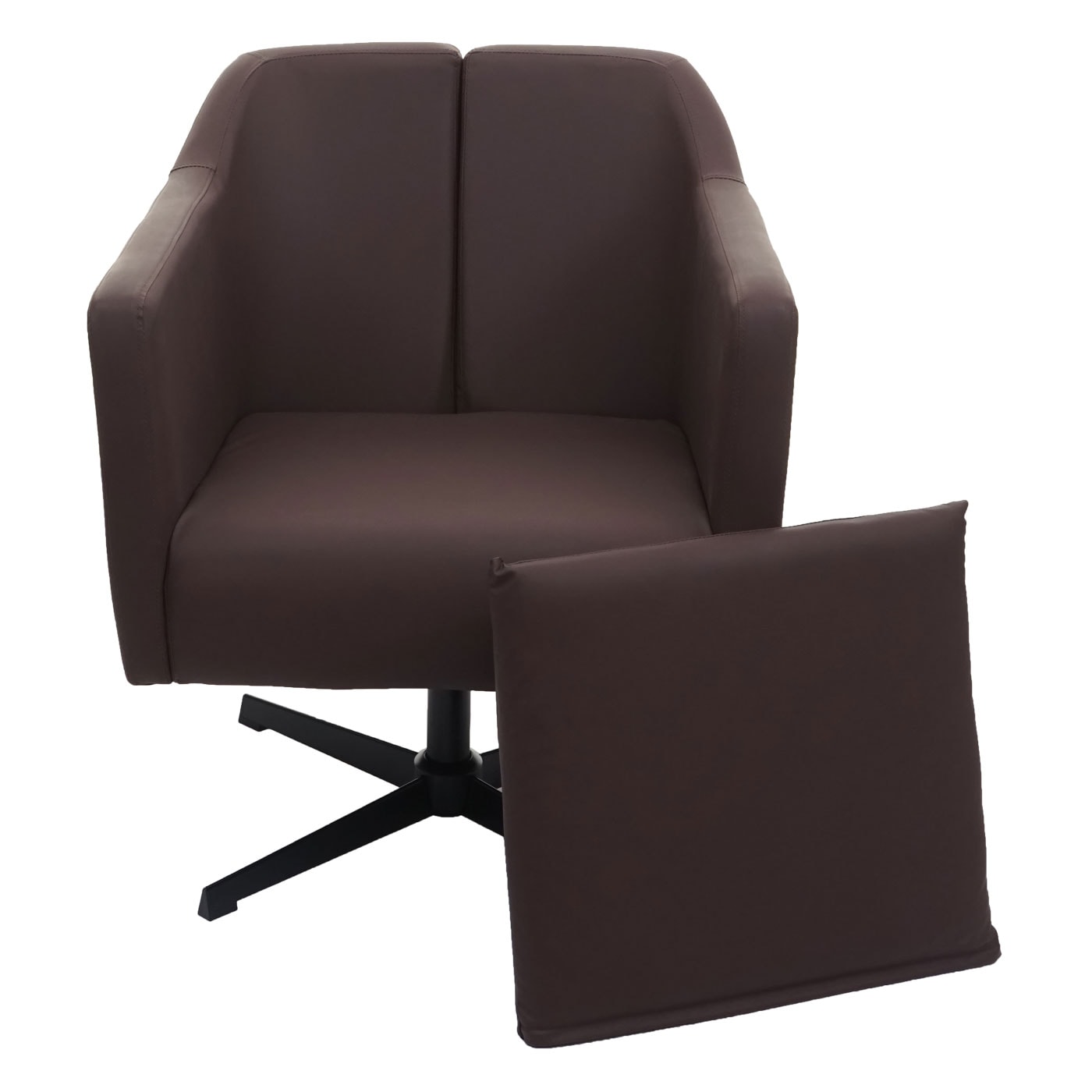 Lounge-Sessel MCW-H93b, Sessel Cocktailsessel Relaxsessel mit Fußkreuz, drehbar ~ Kunstleder braun