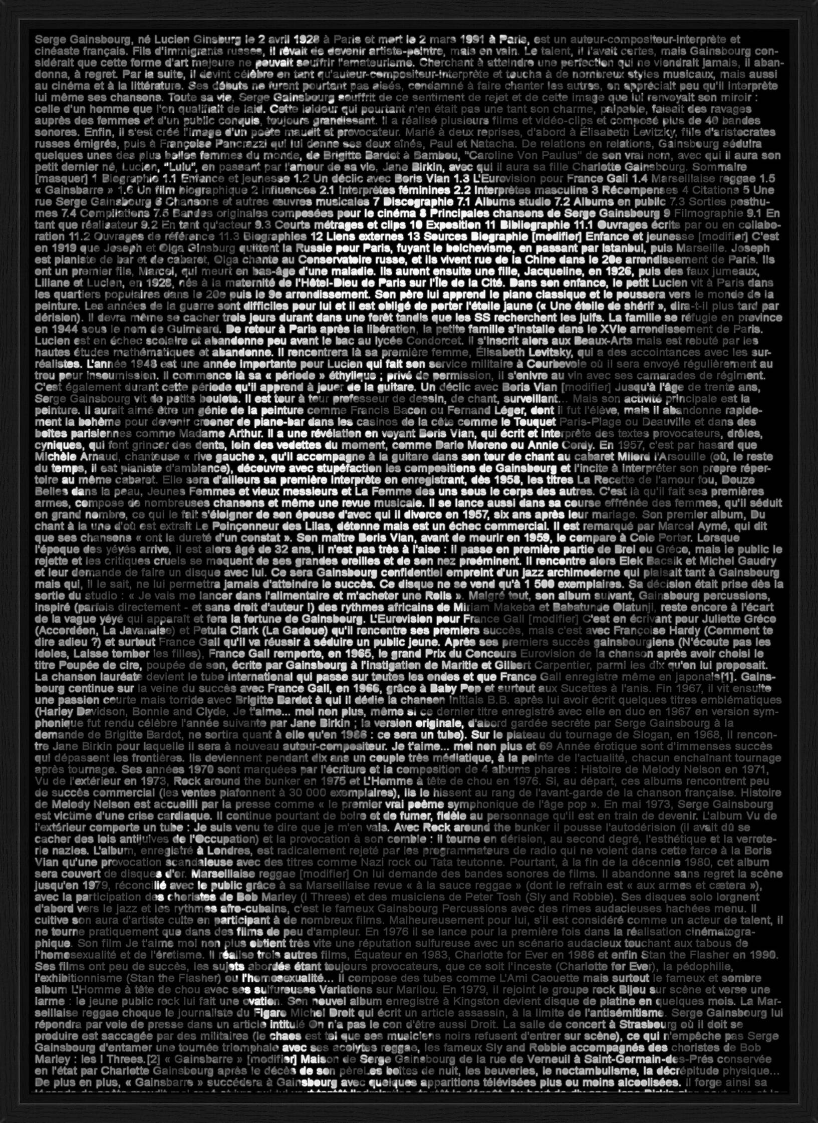 Serge Gainsbourg by Ralph Ueltzhoeffer - Limited Edition. Edition of: 100. Signed.
