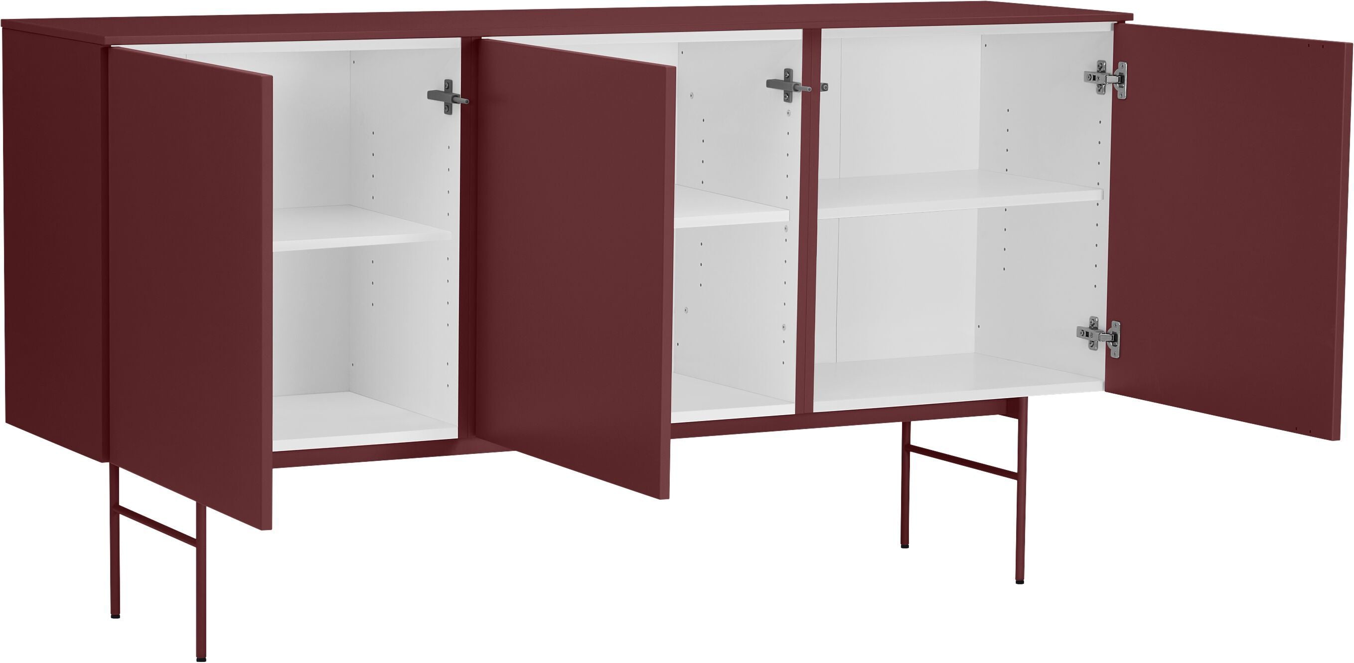 TILL Sideboard - Dunkelrot / B: 168.0 cm x T: 41.0 cm x H: 88.8 cm