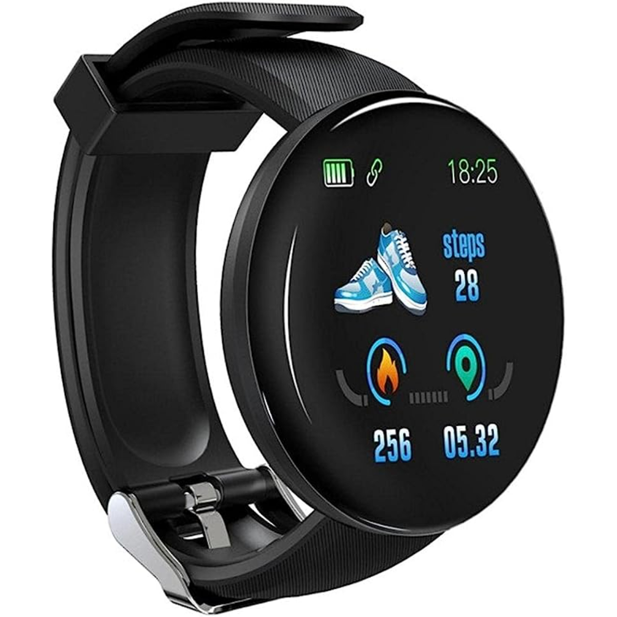 Relógio inteligente Klack Kd18 com monitoramento de frequência cardíaca, pressão arterial e notificações.