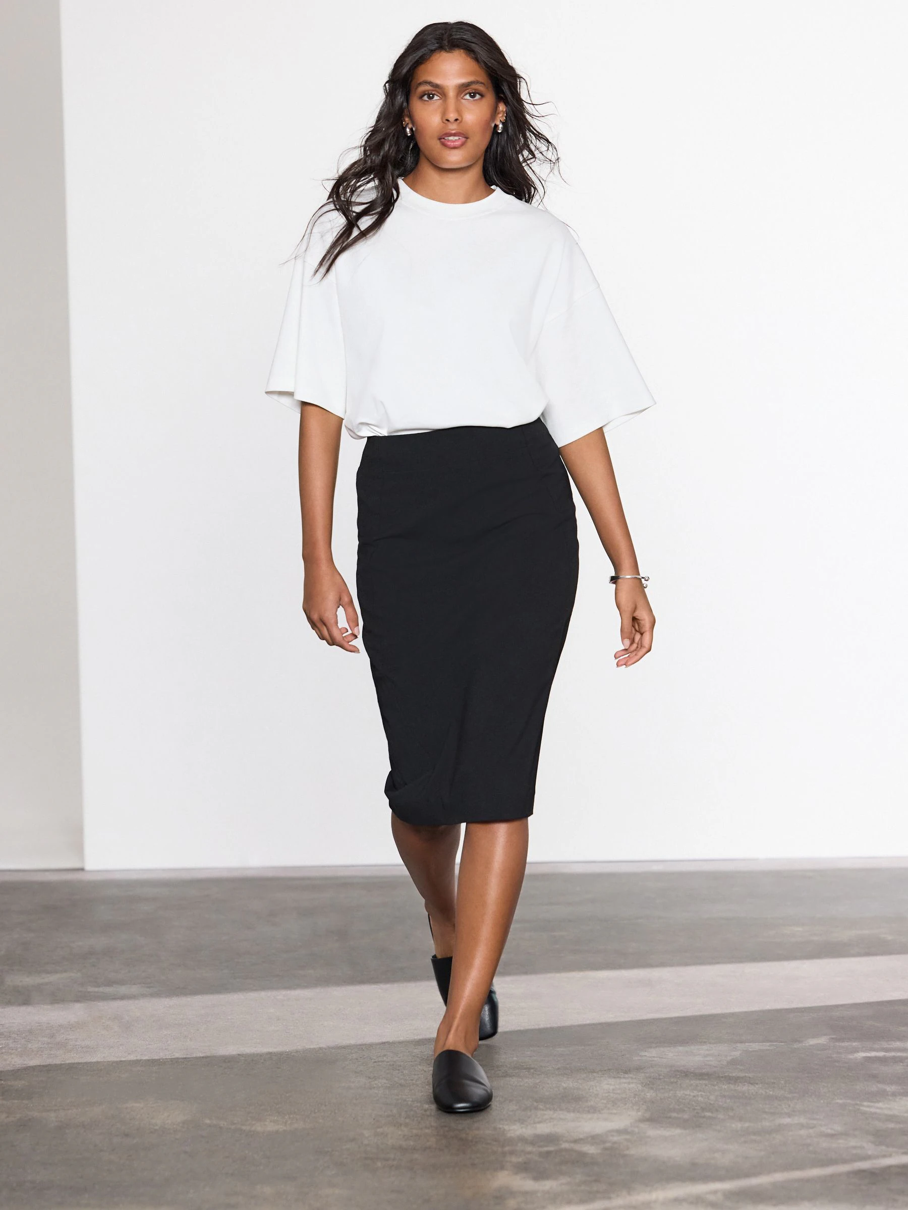 Zwart - Tailored Pencil Skirt With Wool