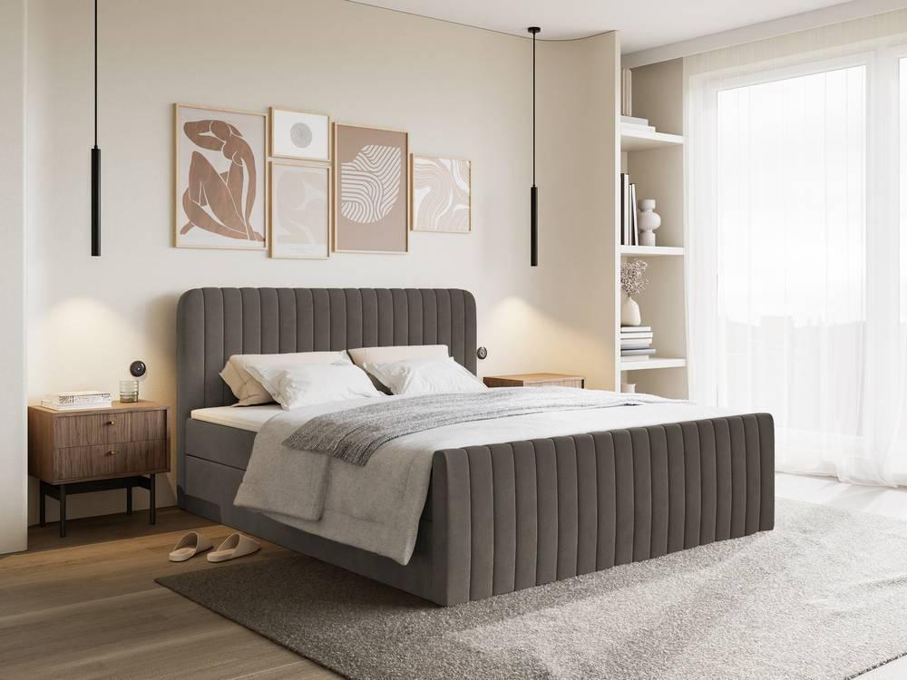 NADUVI Collection Boxspring Adrien velvet met opbergvak 180x200