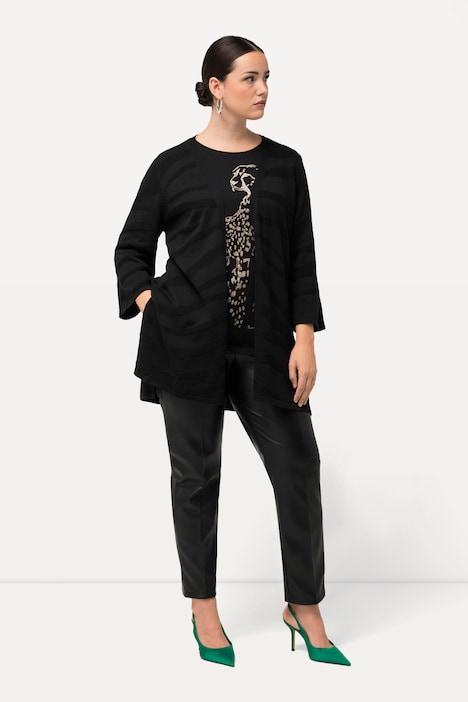 Jacquard-Strickjacke, Zebramuster, V-Ausschnitt
