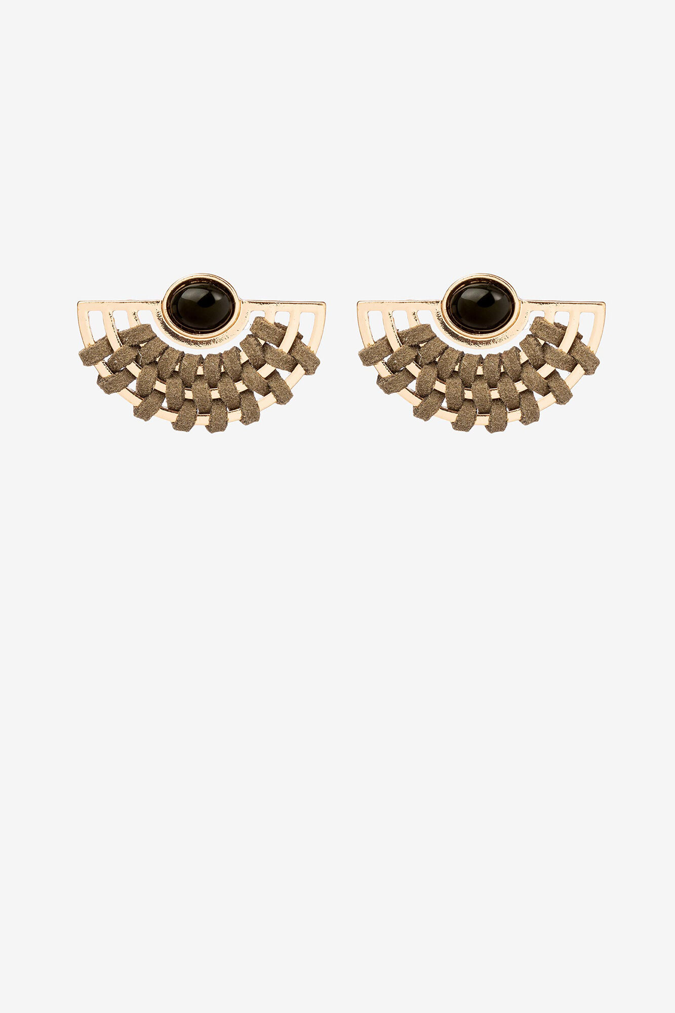 Pendientes medianos con textil - amarillo