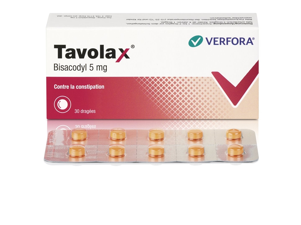 TAVOLAX Drag 5 mg Blist 30 Stk<br>30 Stück, Blister, Überzogene Tablette
