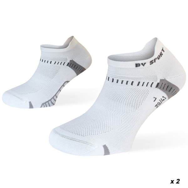 Chaussette running BV SPORT SOCQUETTE LIGHTONE ULTRA COURTE X2 BLANC/BLANC