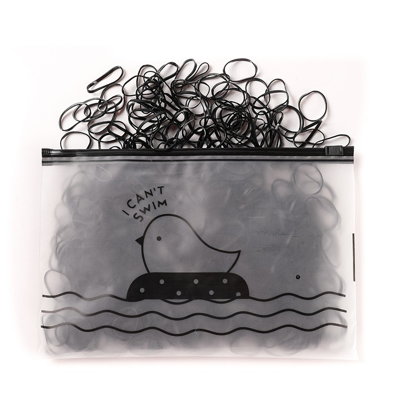 (1000er Set) Ø20mm Elastische Haargummis Mini Gummibänder für Zöpfe / Frisuren - Schwarz