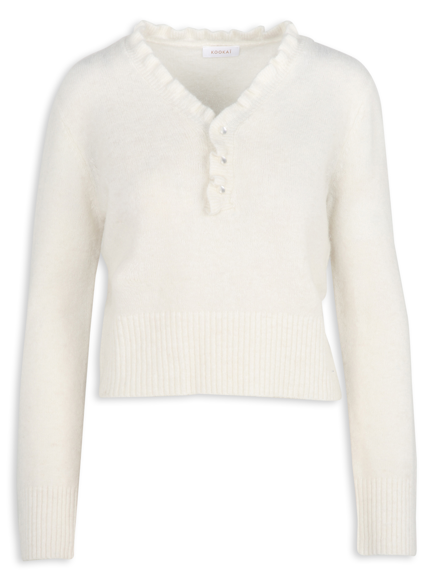SANDRINE - Pull droit col V | Blanc