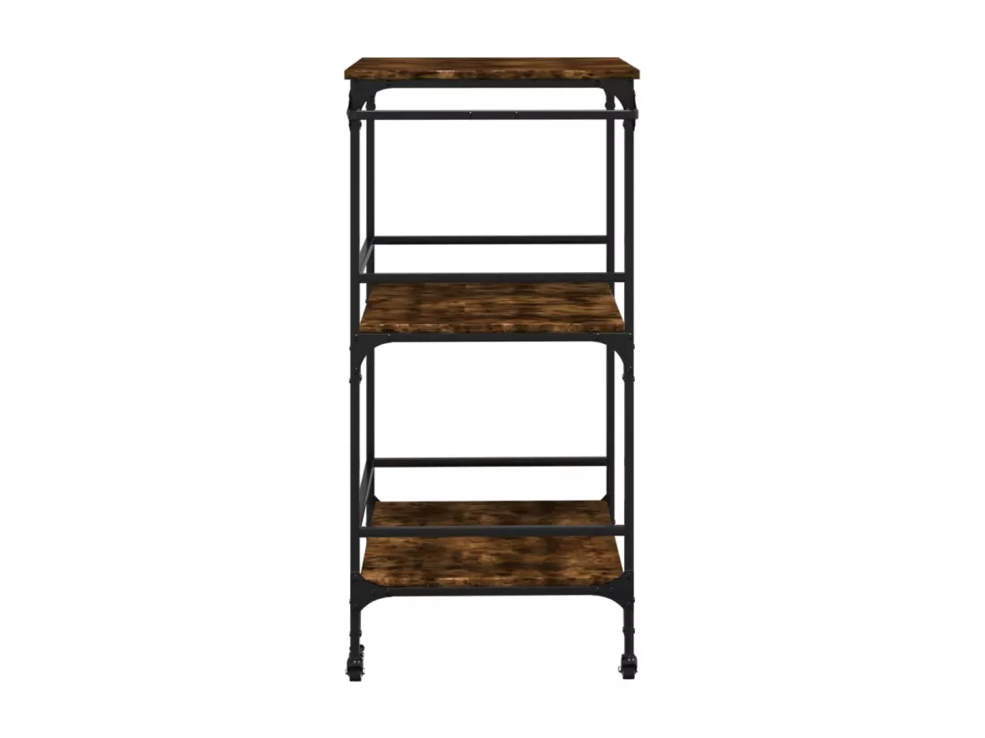 Chariot de cuisine chêne fumé 60,5x50x105 cm bois d'ingénierie