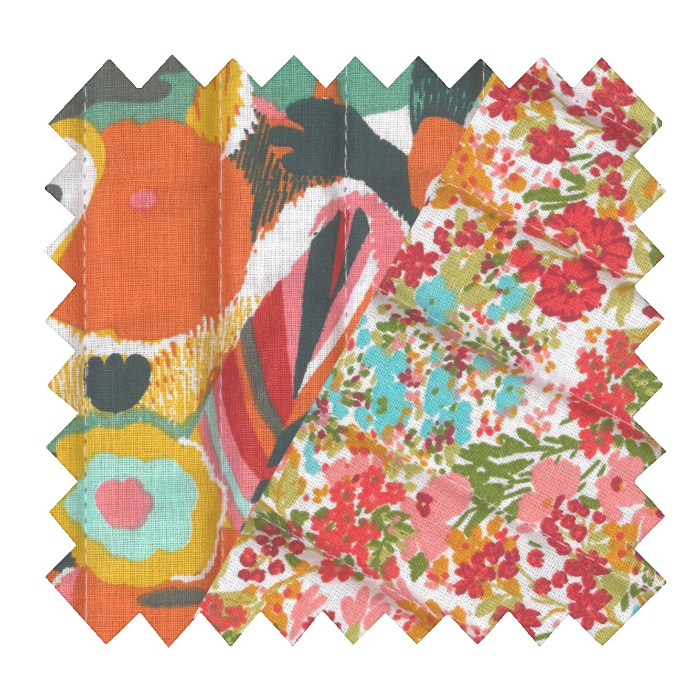 Tissu Ex2436 Matelassé Fleuri Vert Orange