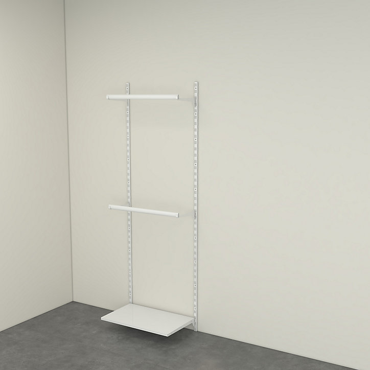 Rangement ouvert mural 1 colonne avec penderie H. 200 x L.66 x P. 40 cm