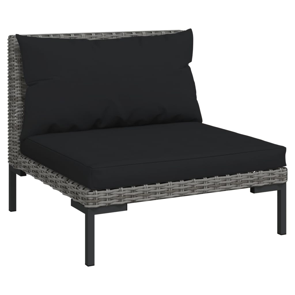 Salon de jardin meuble d'extérieur ensemble de mobilier 10 pièces avec coussins résine tressée gris foncé