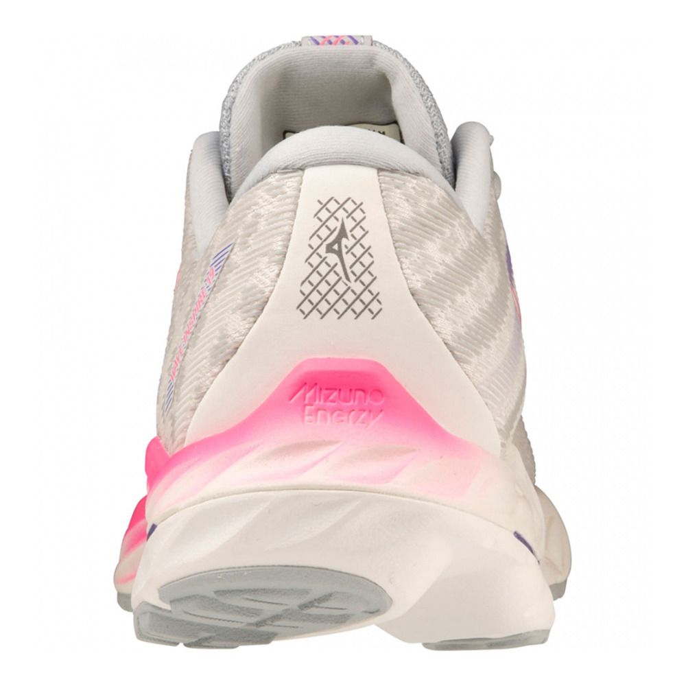 Mizuno WAVE INSPIRE 19 - Chaussures running Femme snowwhite/high-vis pink/p.punch