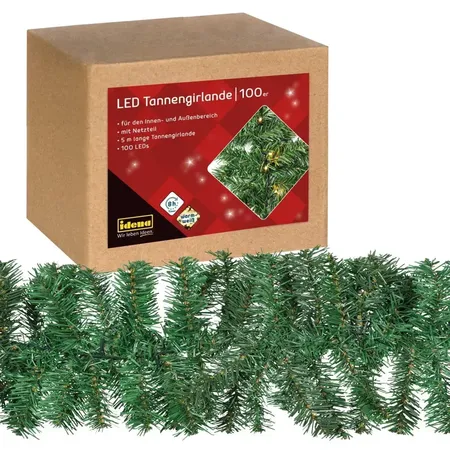 Idena LED Tannengirlande 100er warmweiß 5m Timer