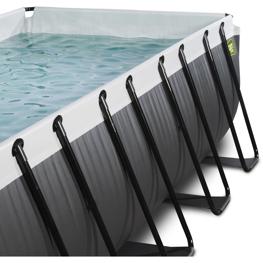 EXIT Black Leather Pool 400x200x100cm mit Sandfilterpumpe und Abdeckung - schwarz
