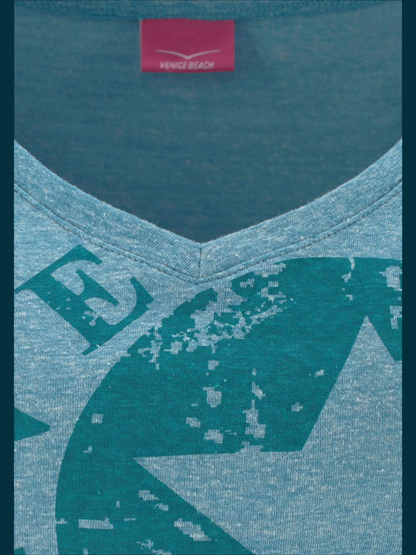 T-shirt de plage imprimé devant sur le côté pour un look vintage tendance