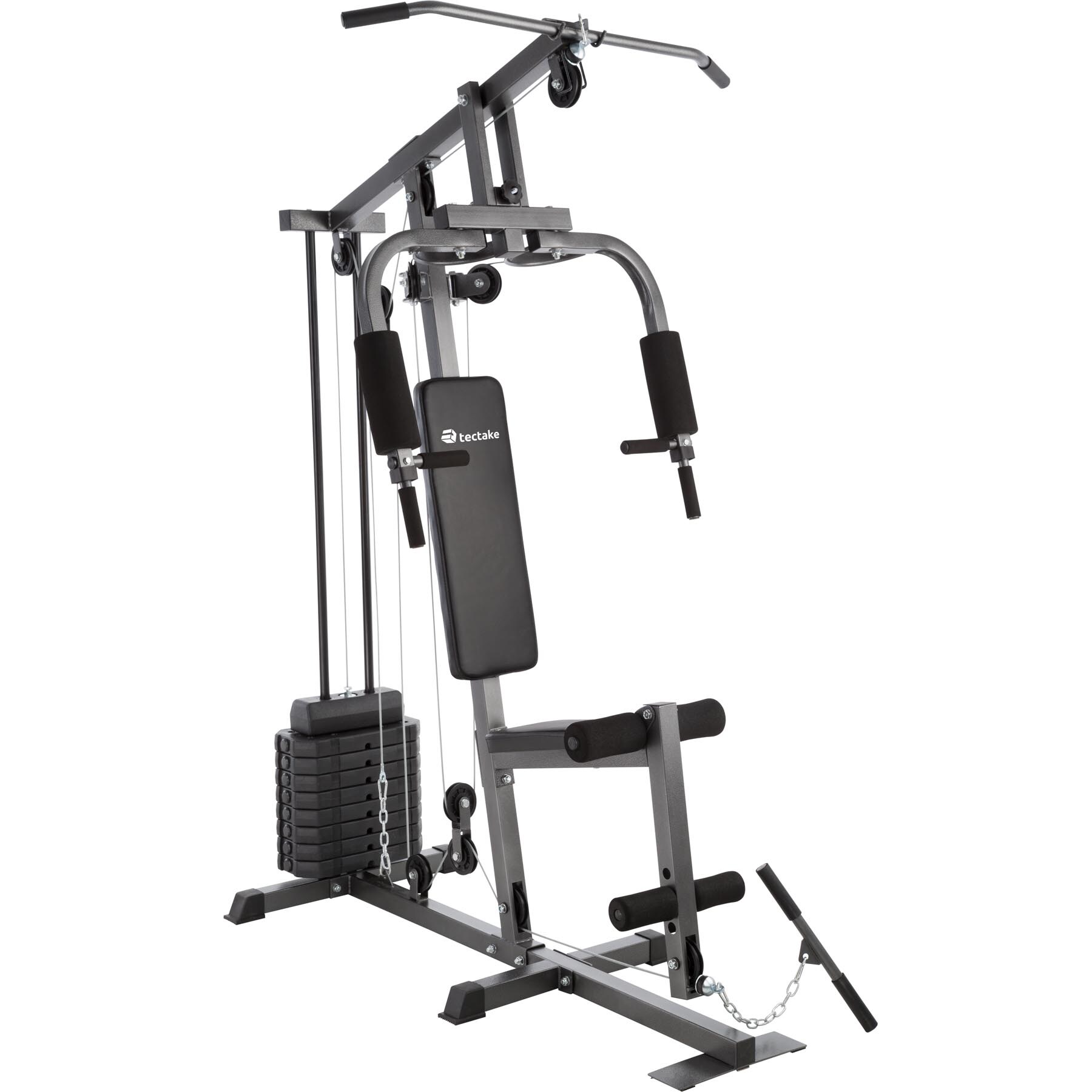 tectake® Kraftstation, mit Butterfly- und Beinstreckermodul, gepolstert mit Kunstlederbezug, 160 x 101 x 203 cm